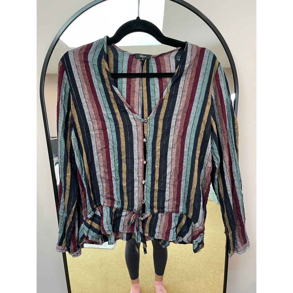 Rails Beaux Stripe Tie-Waist Button-Down Blouse I… - image 4